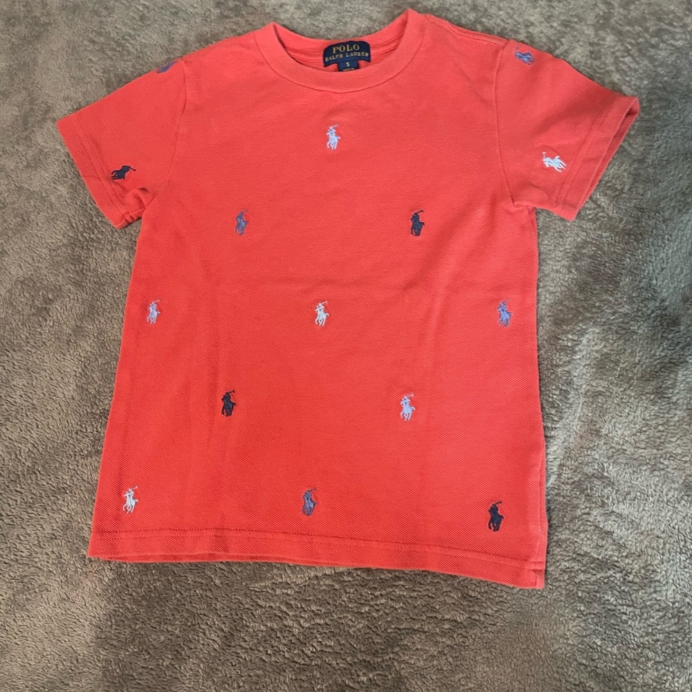 Polo by Ralph Lauren Kids Coral T-Shirt with Embroidered Logos
